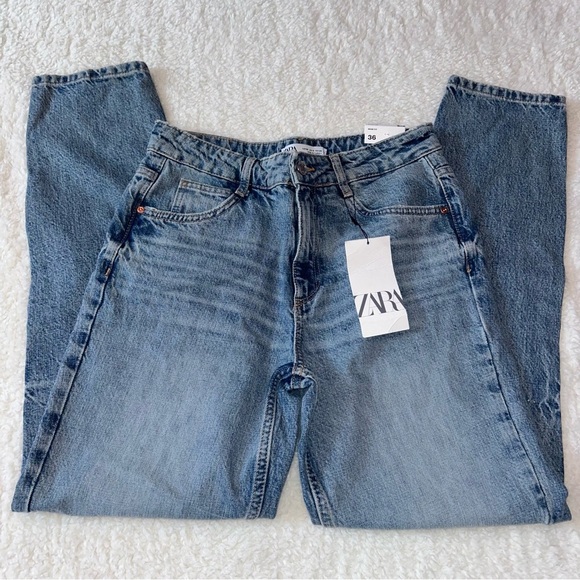 Zara High Rise Mom Leg Ankle Jeans Size 4 NEW - Picture 3 of 5